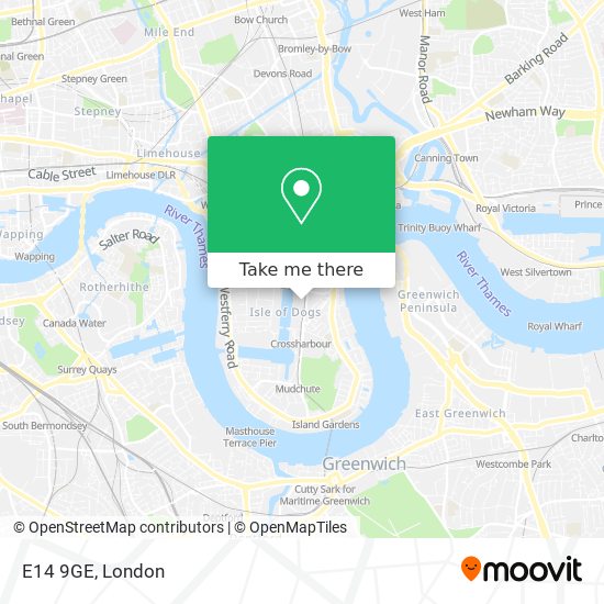E14 9GE map