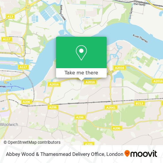Abbey Wood & Thamesmead Delivery Office map