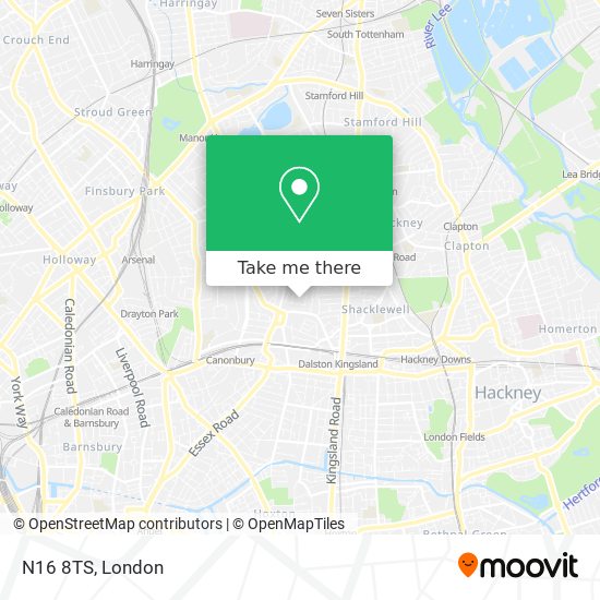 N16 8TS map