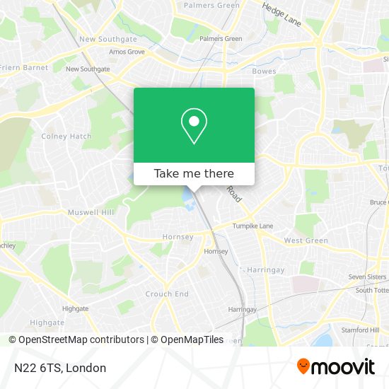 N22 6TS map