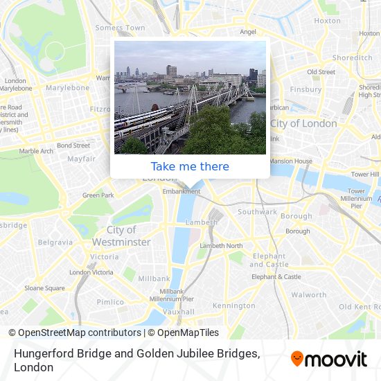 Hungerford Bridge and Golden Jubilee Bridges map