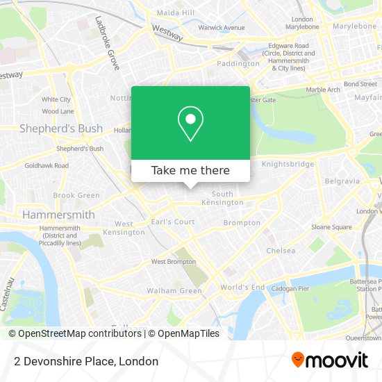 How to get to 2 Devonshire Place in Kensington by Tube, bus or train?