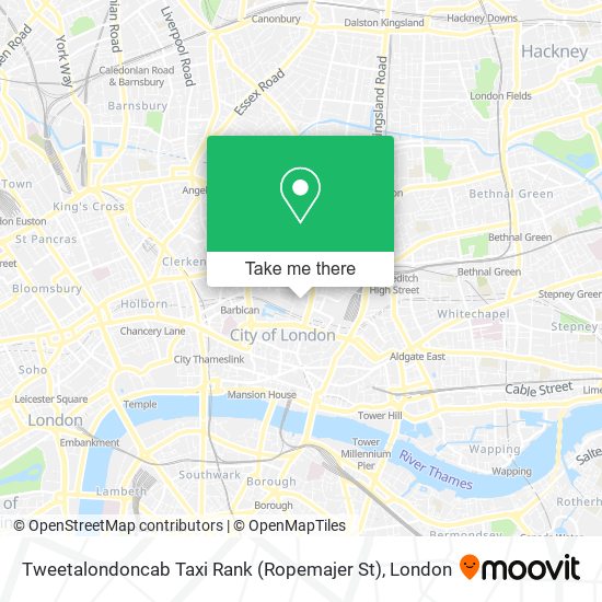 Tweetalondoncab Taxi Rank (Ropemajer St) map