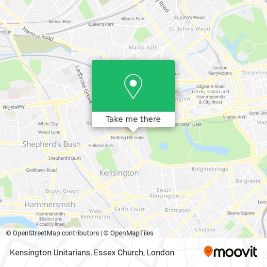Kensington Unitarians, Essex Church map