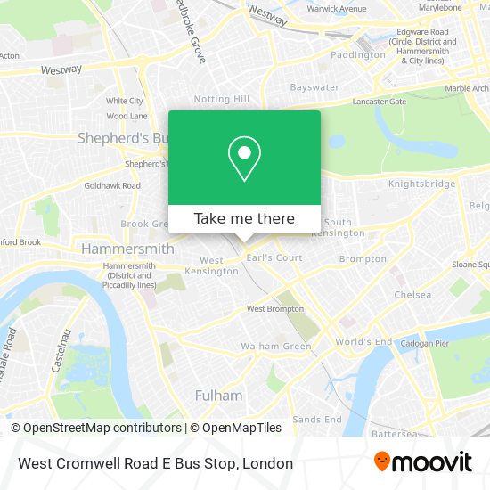 West Cromwell Road E Bus Stop map