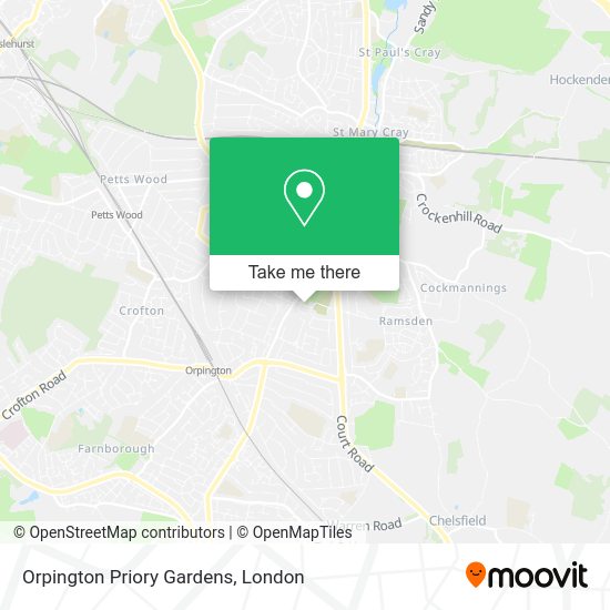 How to get to Orpington Priory Gardens in London by Bus or Train?