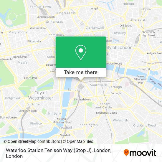 Waterloo Station Tenison Way (Stop J), London map