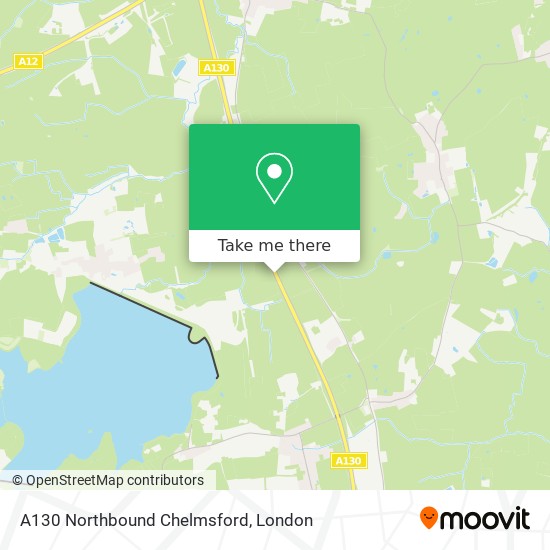 A130 Northbound Chelmsford map