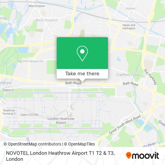 NOVOTEL London Heathrow Airport T1 T2 & T3 map