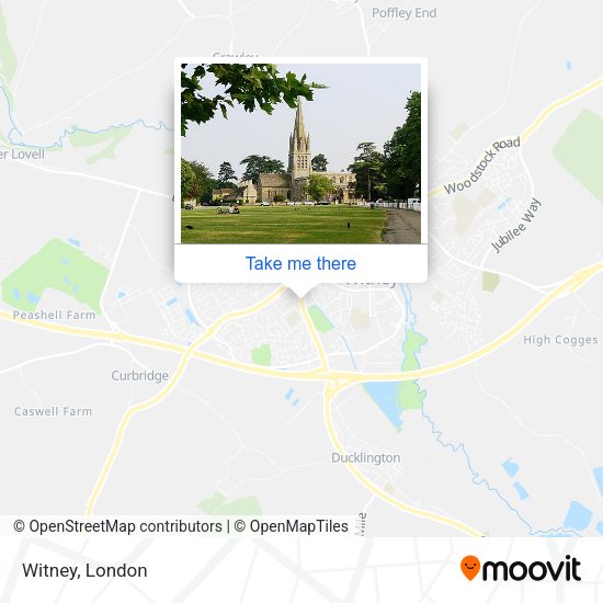 How to get to Witney in West Oxfordshire by bus or train?
