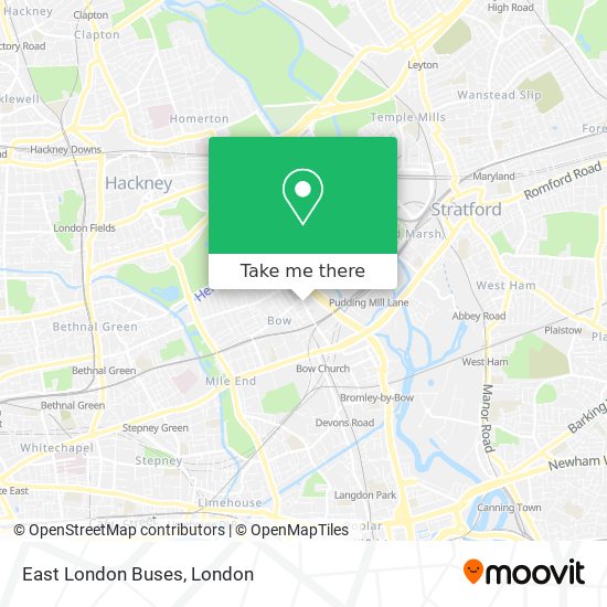 East London Buses map