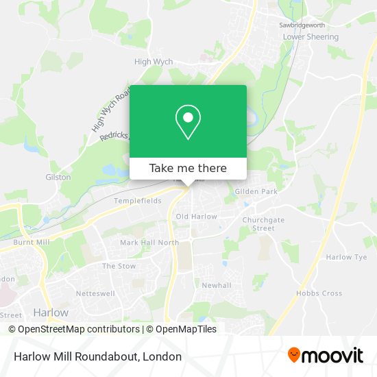 Harlow Mill Roundabout map