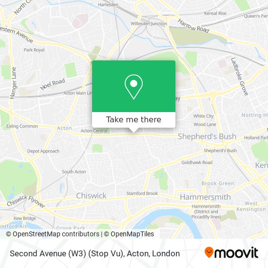 Second Avenue (W3) (Stop Vu), Acton map
