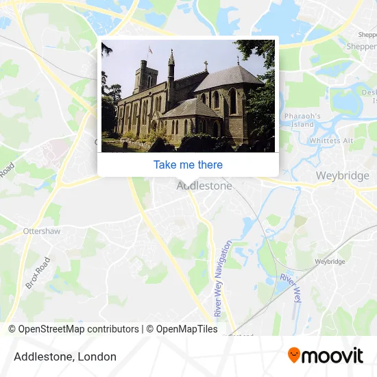 How to Get to Addlestone in Runnymede by Bus or Train?