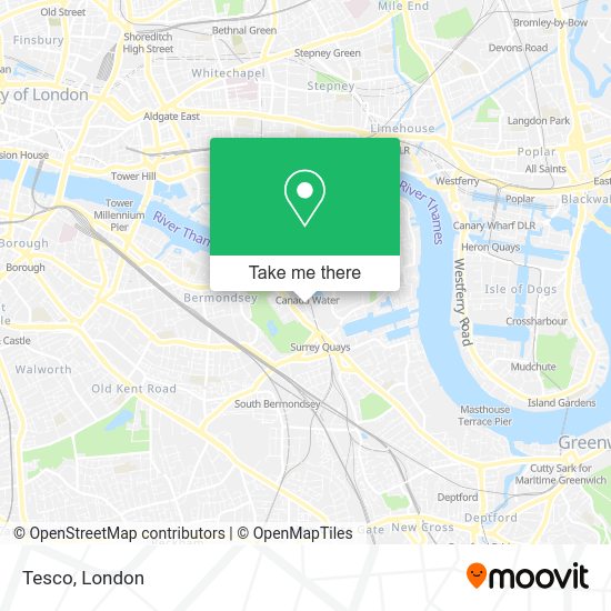How to get to Tesco in Surrey Quays by bus, train or Tube?