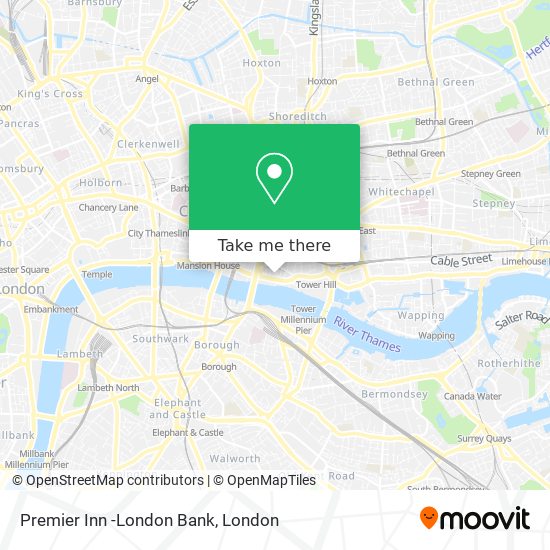 Premier Inn -London Bank map