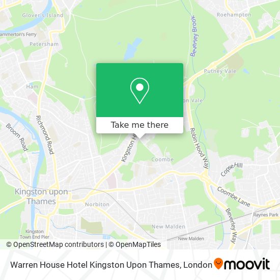 Warren House Hotel Kingston Upon Thames map