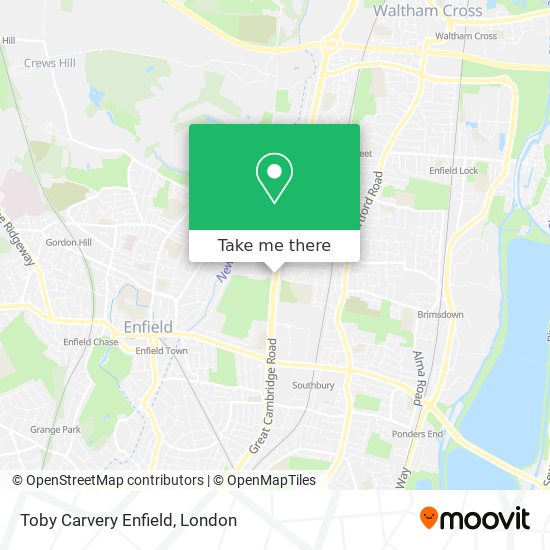 Toby Carvery Enfield map