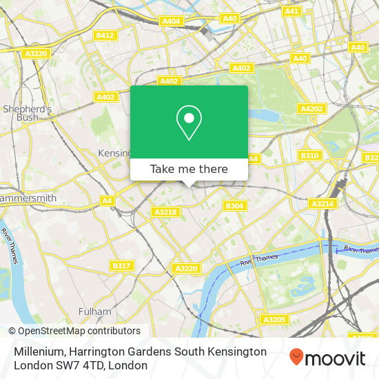 Millenium, Harrington Gardens South Kensington London SW7 4TD map