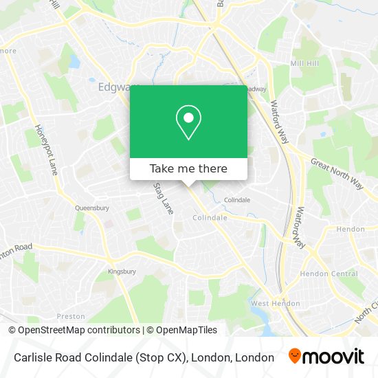Carlisle Road Colindale (Stop CX), London map