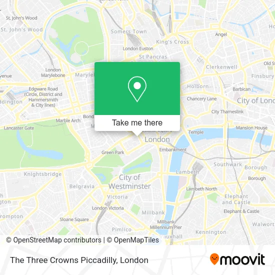 The Three Crowns Piccadilly map