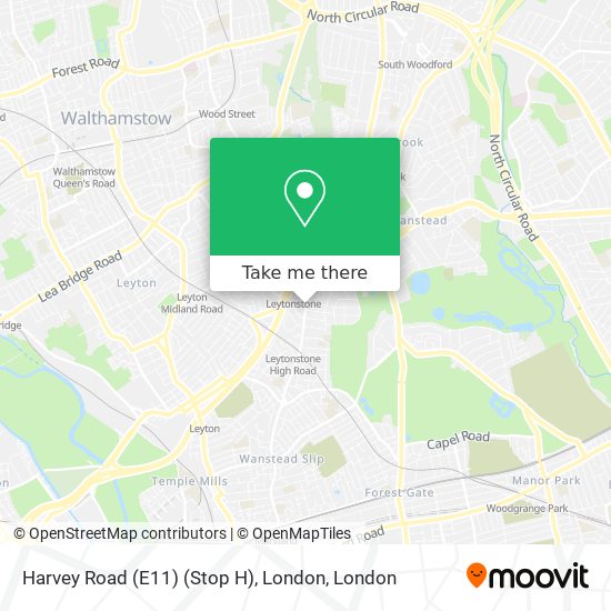 Harvey Road (E11) (Stop H), London map