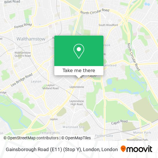 Gainsborough Road (E11) (Stop Y), London map