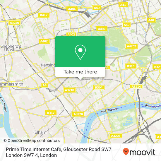 Prime Time Internet Cafe, Gloucester Road SW7 London SW7 4 map