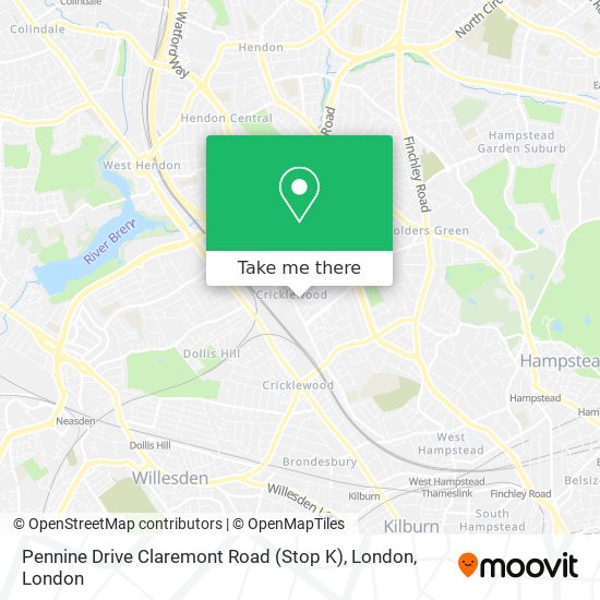 Pennine Drive Claremont Road (Stop K), London map