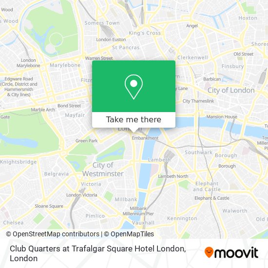 How to get to Club Quarters at Trafalgar Square Hotel London in Charing  Cross by Bus, Train or Tube?