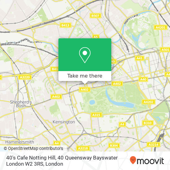 40's Cafe Notting Hill, 40 Queensway Bayswater London W2 3RS map