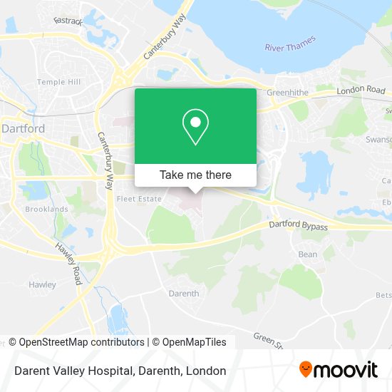 How to get to Darent Valley Hospital, Darenth in Greenhithe by bus or