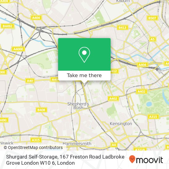 Shurgard Self-Storage, 167 Freston Road Ladbroke Grove London W10 6 map