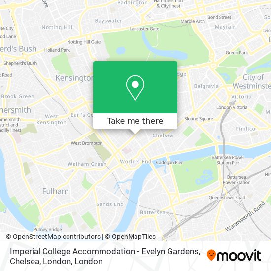 Imperial College Accommodation - Evelyn Gardens, Chelsea, London map