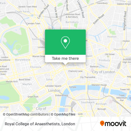 Royal College of Anaesthetists map