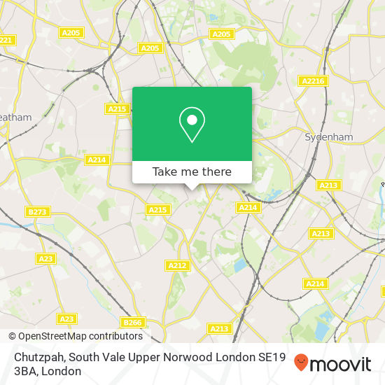 Chutzpah, South Vale Upper Norwood London SE19 3BA map