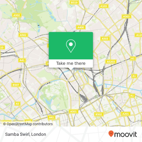 Samba Swirl, Hawley Crescent Camden London NW1 8 map