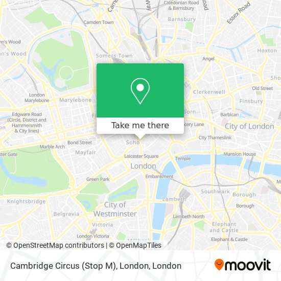 Cambridge Circus (Stop M), London map