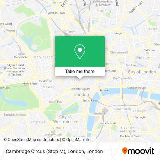 Cambridge Circus London Map How To Get To Cambridge Circus (Stop M), London In Soho By Bus, Train Or  Tube?