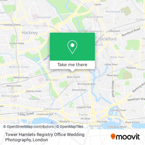 Tower Hamlets Registry Office Wedding Photography map