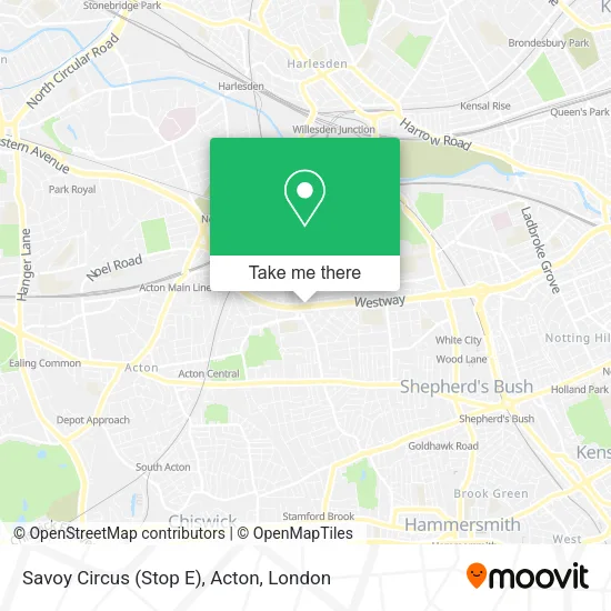 Savoy Circus (Stop E), Acton map