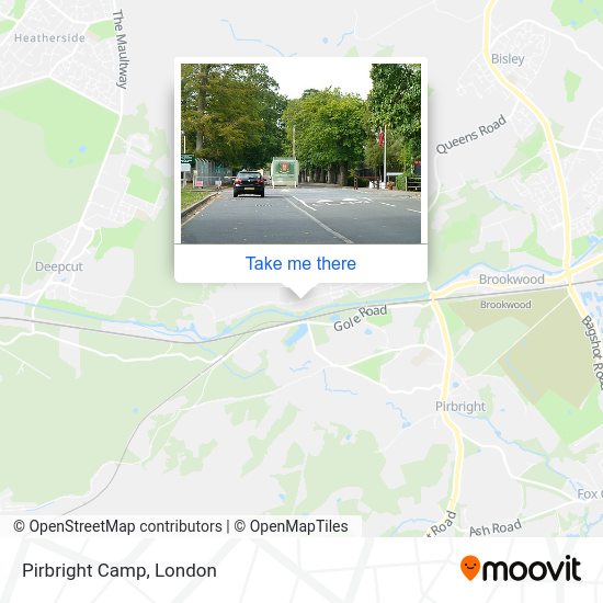 How to get to Pirbright Camp in Guildford by bus or train?