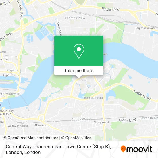 Central Way Thamesmead Town Centre (Stop B), London map