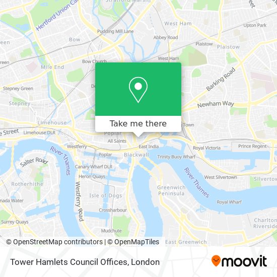 Tower Hamlets Council Offices map