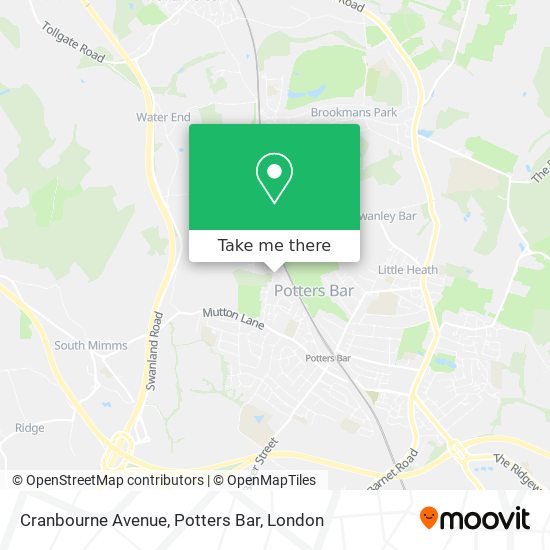 Cranbourne Avenue, Potters Bar map