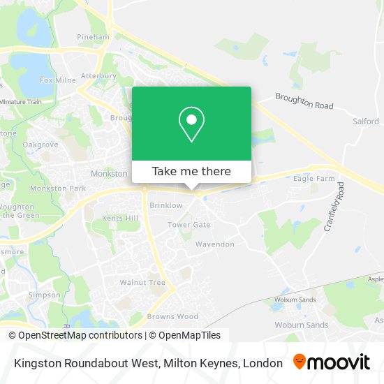 Kingston Roundabout West, Milton Keynes map