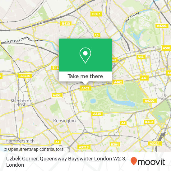 Uzbek Corner, Queensway Bayswater London W2 3 map