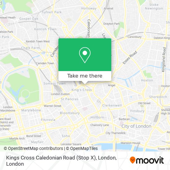 Kings Cross Caledonian Road (Stop X), London map