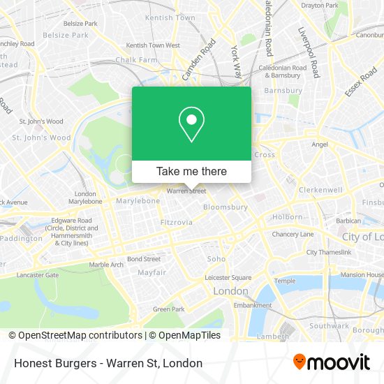 Honest Burgers - Warren St map