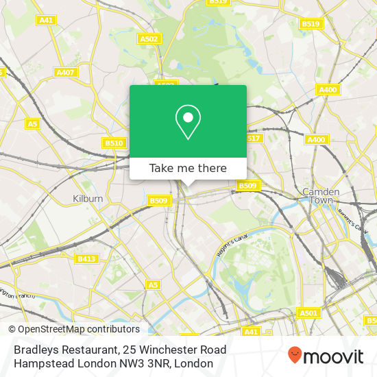 Bradleys Restaurant, 25 Winchester Road Hampstead London NW3 3NR map